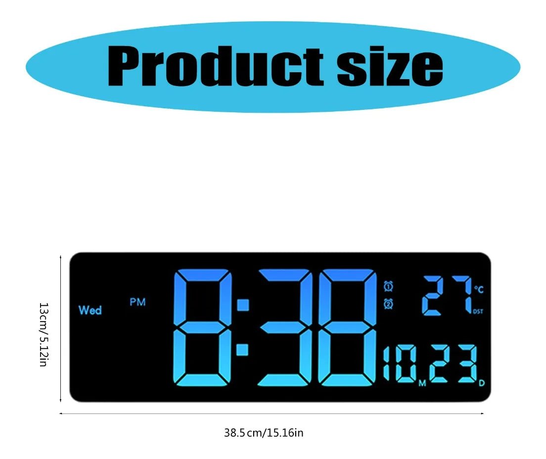 16" LED Digital Wall Clock with Temperature, Date, Auto - Dimmer & Night Light – JXCL16 - with | Sold by Uncle Wiener's Wholesale