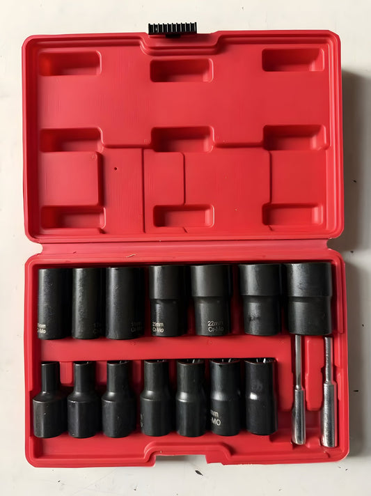 16 - Piece Lug Nut Extractor Set 1/2″ Drive Locking Removal Tool for Damaged Bolts Nuts LNR01612 - with | Sold by Uncle Wiener's Wholesale