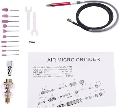 16 - Piece Micro Air Die Grinder Kit – High - Speed Pneumatic Pencil Grinder | SKU: S1103 - with | Sold by Uncle Wiener's Wholesale