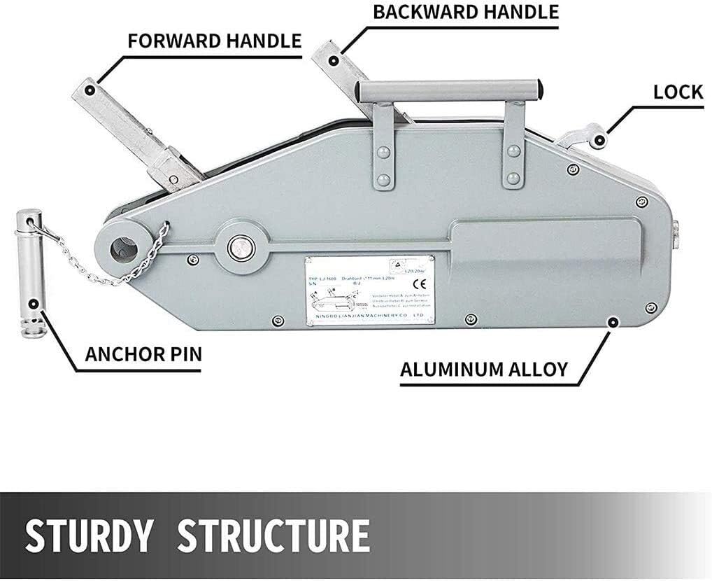 1.6 Ton Manual Wire Rope Puller 20m Heavy-Duty Lever Hoist WRP16T20 - with | Sold by Uncle Wiener's Wholesale