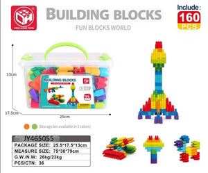 160-Piece Large Bullet Building Blocks Set with Storage Box Kids Construction Toy JY465055
