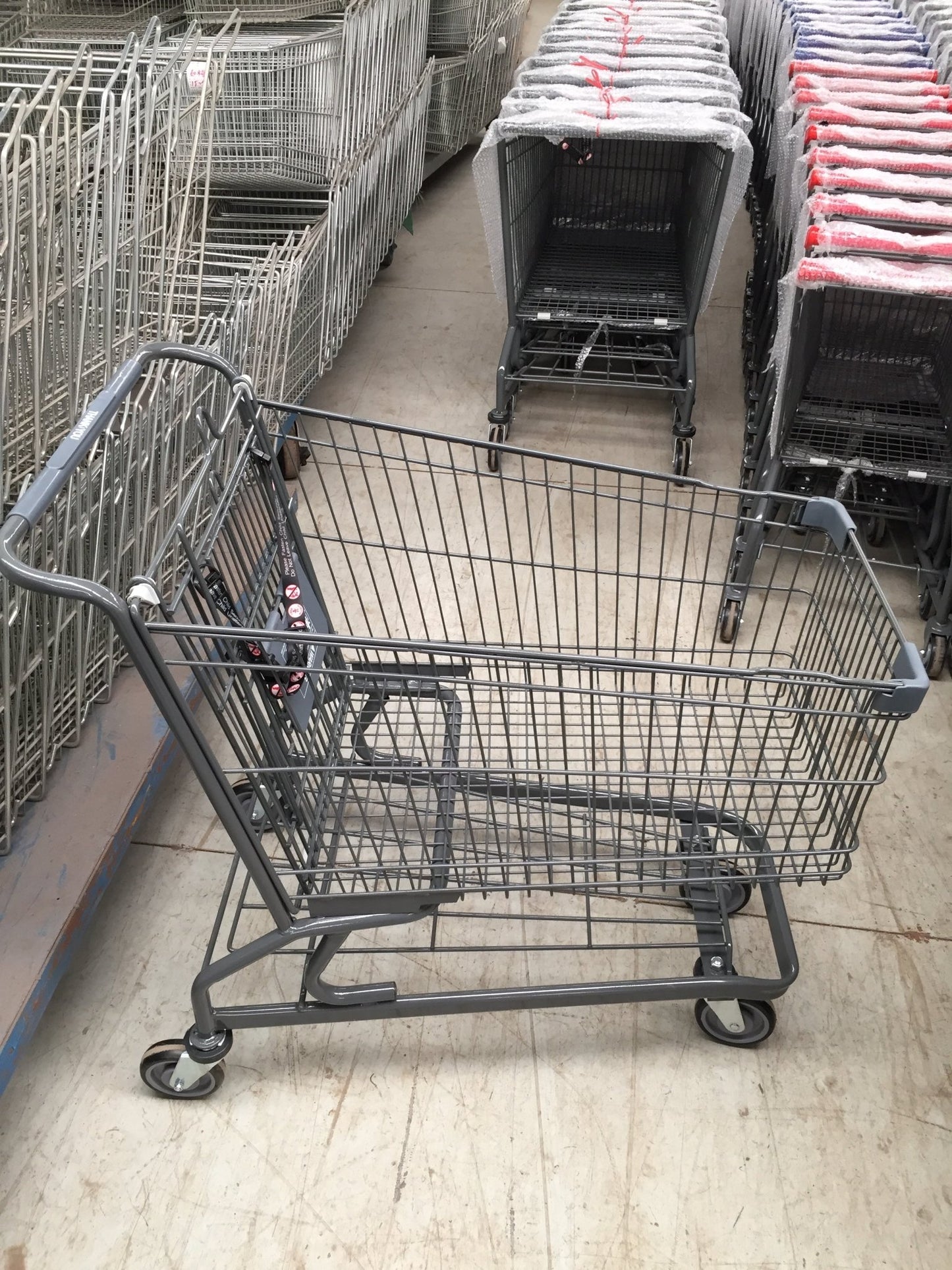 160L Heavy - Duty Wire Metal Shopping Cart 39″ x 24″ x 38″ Grey Powder - Coated 5″ TPR Wheels AT160GR - with | Sold by Uncle Wiener's Wholesale