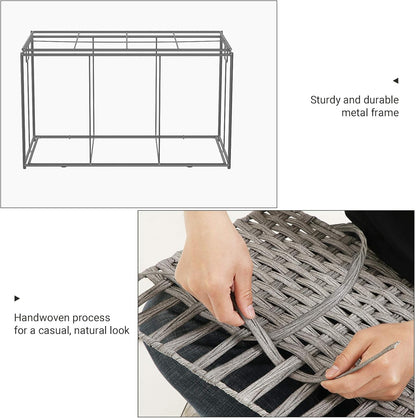 160L Storage Basket with Lid, Foldable Woven Laundry Hamper, Blanket Storage Bin with Removable Liner and Handles RST76 Series - with Dove Gray / Cream White | Sold by Uncle Wiener's Wholesale