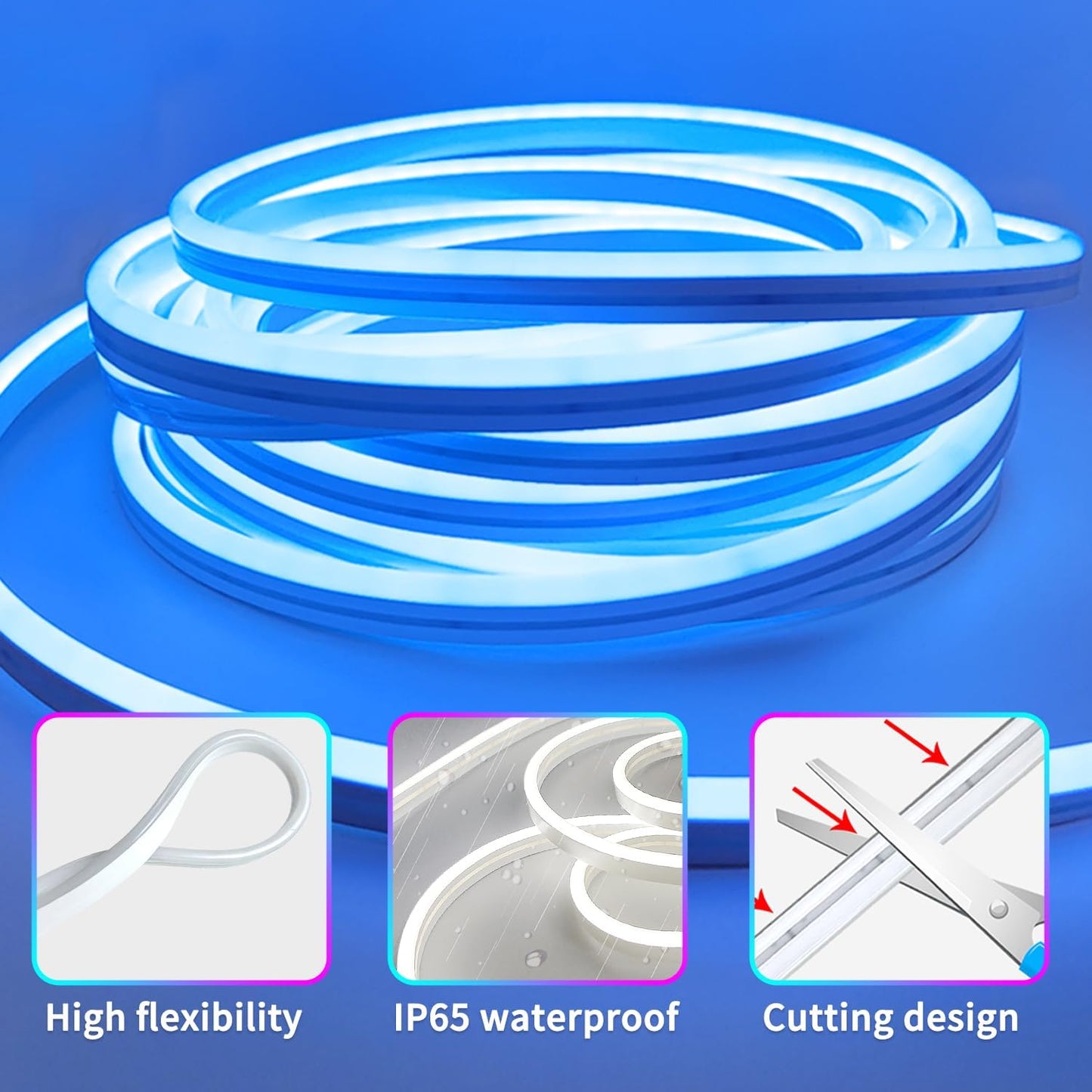 16.4′ RGB LED Neon Rope Lights APP & Remote Control IP65 Waterproof 24V LNR164R - with | Sold by Uncle Wiener's Wholesale