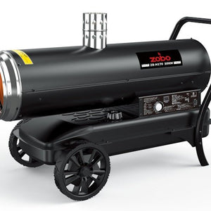 170,000 BTU Indirect Diesel & Kerosene Forced Air Heater with 50L Fuel Tank, Exhaust Flue, Thermostat Control & Wheels ZBH170