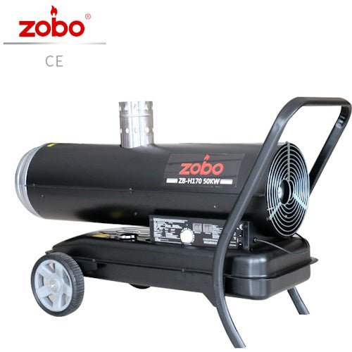 170,000 BTU Indirect Diesel & Kerosene Forced Air Heater with 50L Fuel Tank, Exhaust Flue, Thermostat Control & Wheels ZBH170 - with | Sold by Uncle Wiener's Wholesale