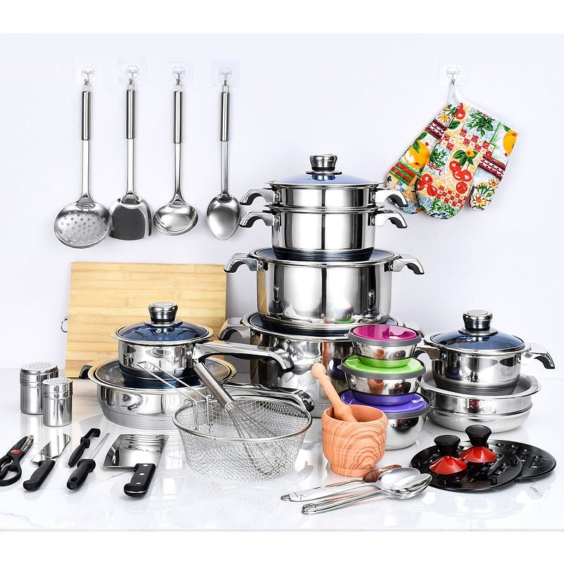 173 Piece Stainless Steel Cookware Set 201 Grade Complete Kitchen Set T0027 - with | Sold by Uncle Wiener's Wholesale