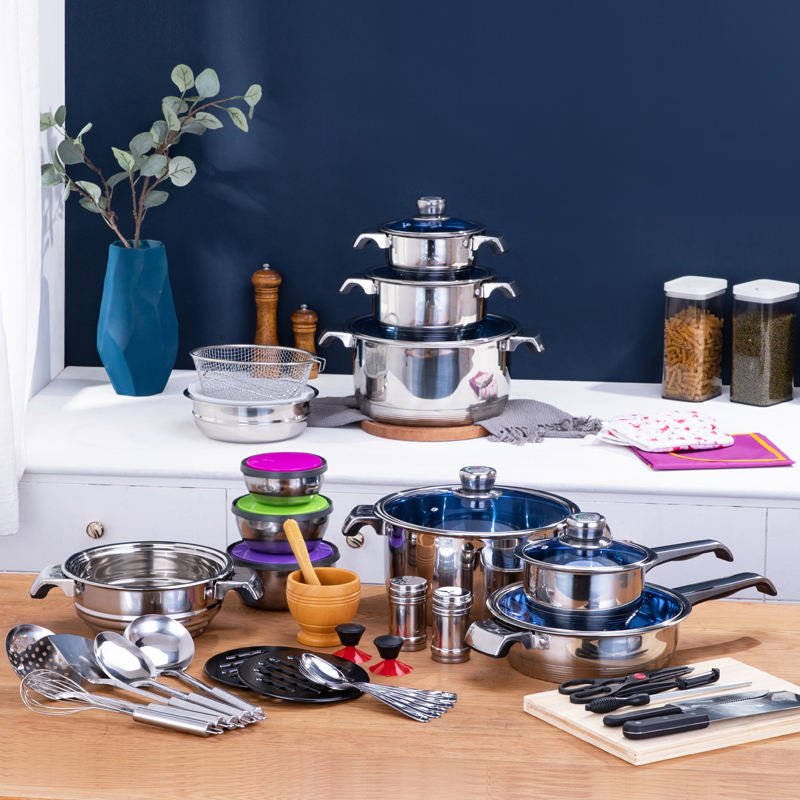 173 Piece Stainless Steel Cookware Set 201 Grade Complete Kitchen Set T0027 - with | Sold by Uncle Wiener's Wholesale