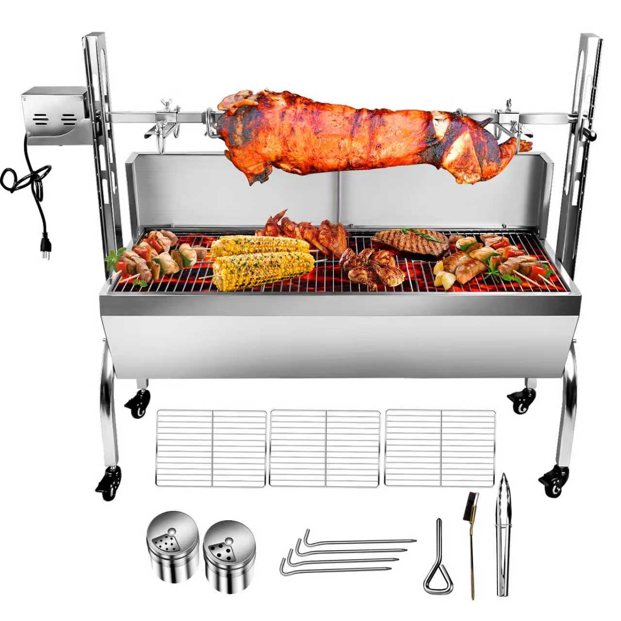176 Lbs Grade Roaster Grill – Heavy - Duty Stainless Steel BBQ Rotisserie System – GR8001 - with | Sold by Uncle Wiener's Wholesale