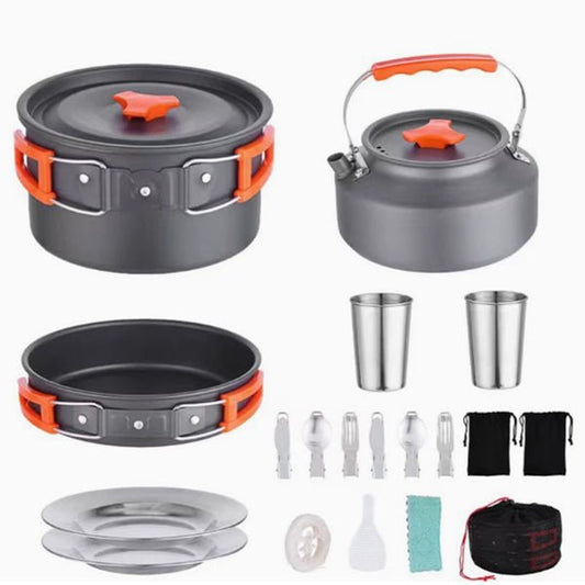 17PCS Camping Cookware Set Outdoor Cooking Kit Portable Pot Pan Stove Set AZ016 - with | Sold by Uncle Wiener's Wholesale
