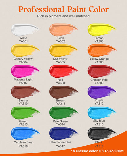 18 Colors Large Washable Acrylic Paint Set 8.4 Oz Bulk Art Supplies 18250 - with | Sold by Uncle Wiener's Wholesale