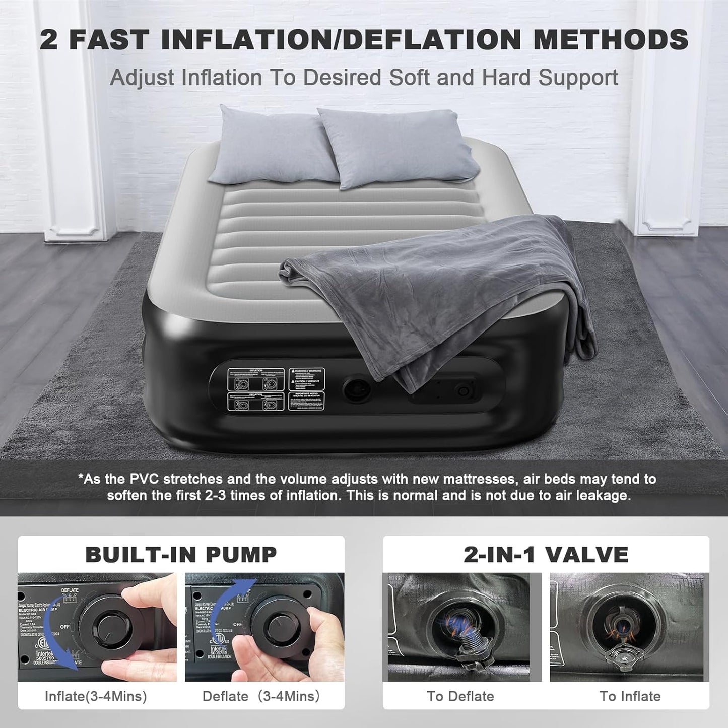 18" Twin Size Air Mattress with Built - in Electric Pump - Raised Inflatable Guest Bed for Camping & Home 129520 - with | Sold by Uncle Wiener's Wholesale