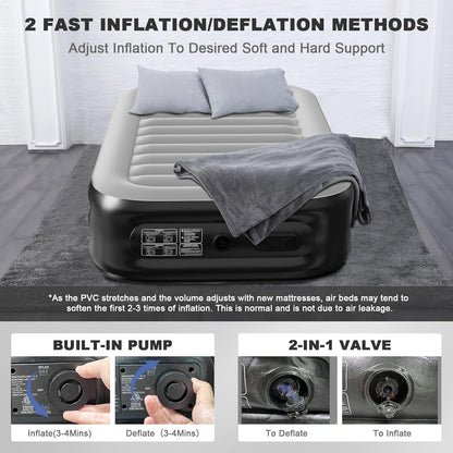 18" Twin Size Air Mattress with Built - in Electric Pump - Raised Inflatable Guest Bed for Camping & Home 129520 - with | Sold by Uncle Wiener's Wholesale