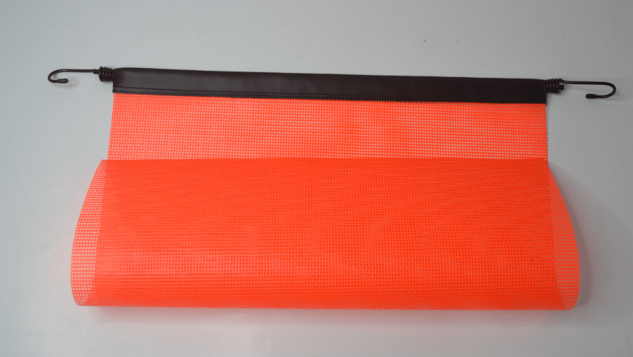 18 x 18 Inch Oversize Safety Flag Set – 6 Pack Bright Orange Mesh Warning Flags with Bungee Cord &amp; EZ Hook for Trailers and Pilot Cars SF18186 - with | Sold by Uncle Wiener's Wholesale