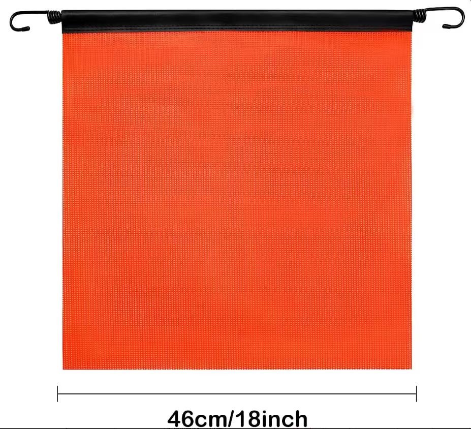 18 x 18 Inch Oversize Safety Flag Set – 6 Pack Bright Orange Mesh Warning Flags with Bungee Cord &amp; EZ Hook for Trailers and Pilot Cars SF18186 - with | Sold by Uncle Wiener's Wholesale