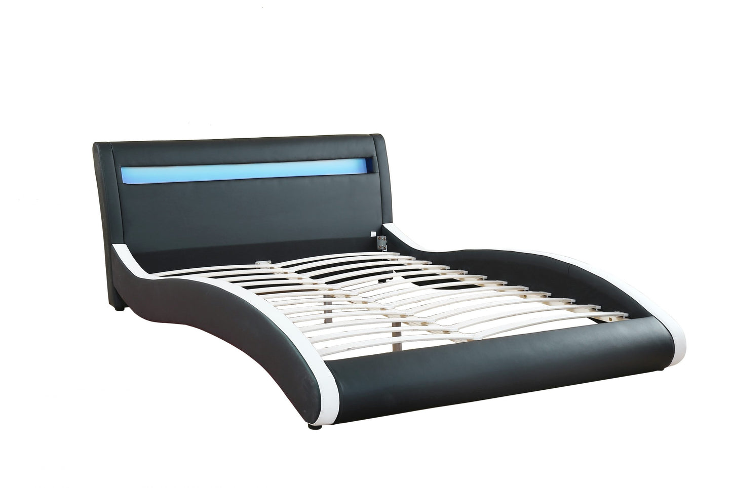 Modern Black Bonded Leather LED Bed Frame – Queen & King 18971