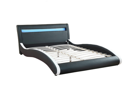 Modern Black Bonded Leather LED Bed Frame – Queen & King 18971