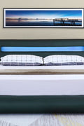 Modern Bonded Leather LED Bed Frame – Black Upholstered Platform Bed with RGB Lighted Headboard