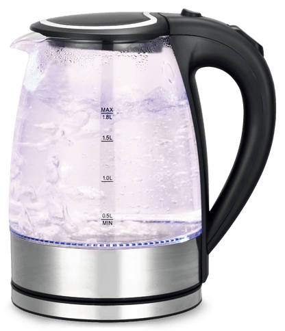 1.8L Glass Electric Kettle 1000–1200W with LED Indicator CX817 - with | Sold by Uncle Wiener's Wholesale