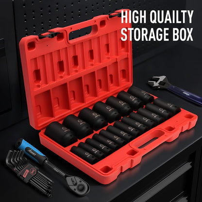 19-Piece 1/2" Drive SAE Deep Impact Socket Set 3/8"–1-1/2" 6-Point with Storage Case IS1912 - with | Sold by Uncle Wiener's Wholesale