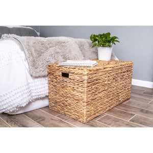 Better Homes & Gardens Large Natural Water Hyacinth Storage Trunk – Woven Decorative Basket with Handles