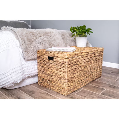 Better Homes & Gardens Large Natural Water Hyacinth Storage Trunk – Woven Decorative Basket with Handles