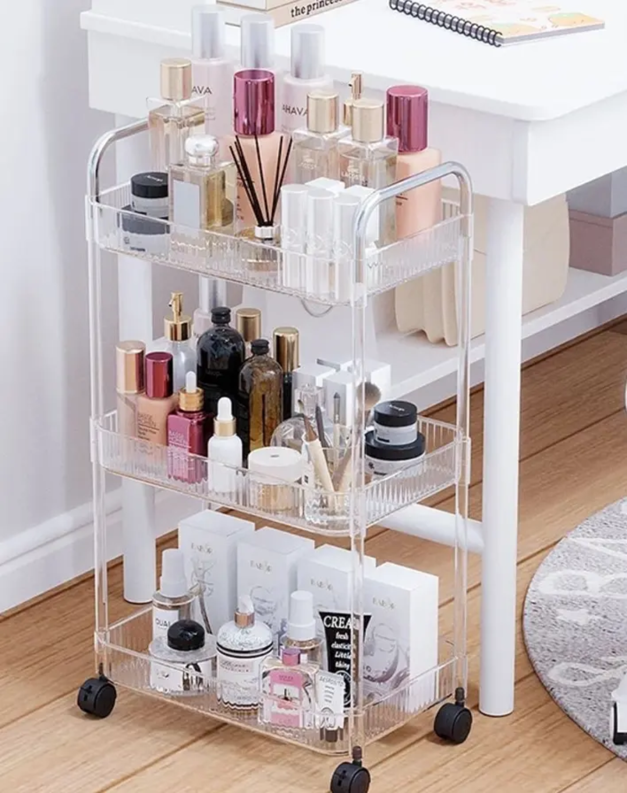 3-Tier Acrylic Storage Rack Small Clear Organizer Shelf 13" x 8.3" x 26" YYAC19