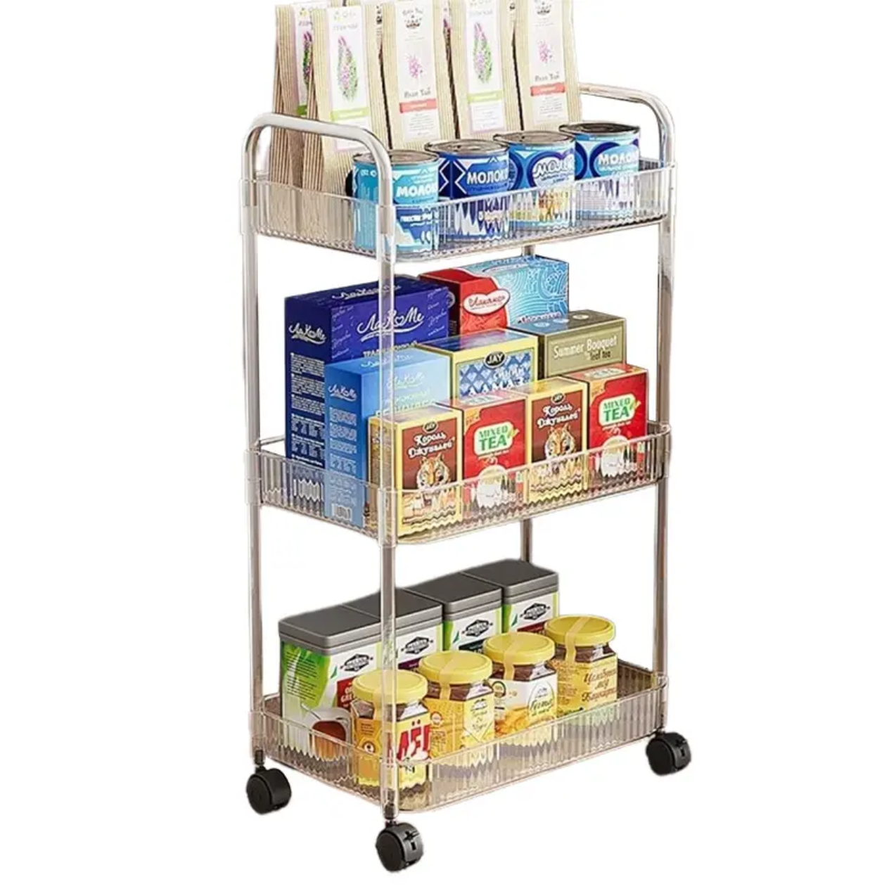 3-Tier Acrylic Storage Rack Small Clear Organizer Shelf 13" x 8.3" x 26" YYAC19