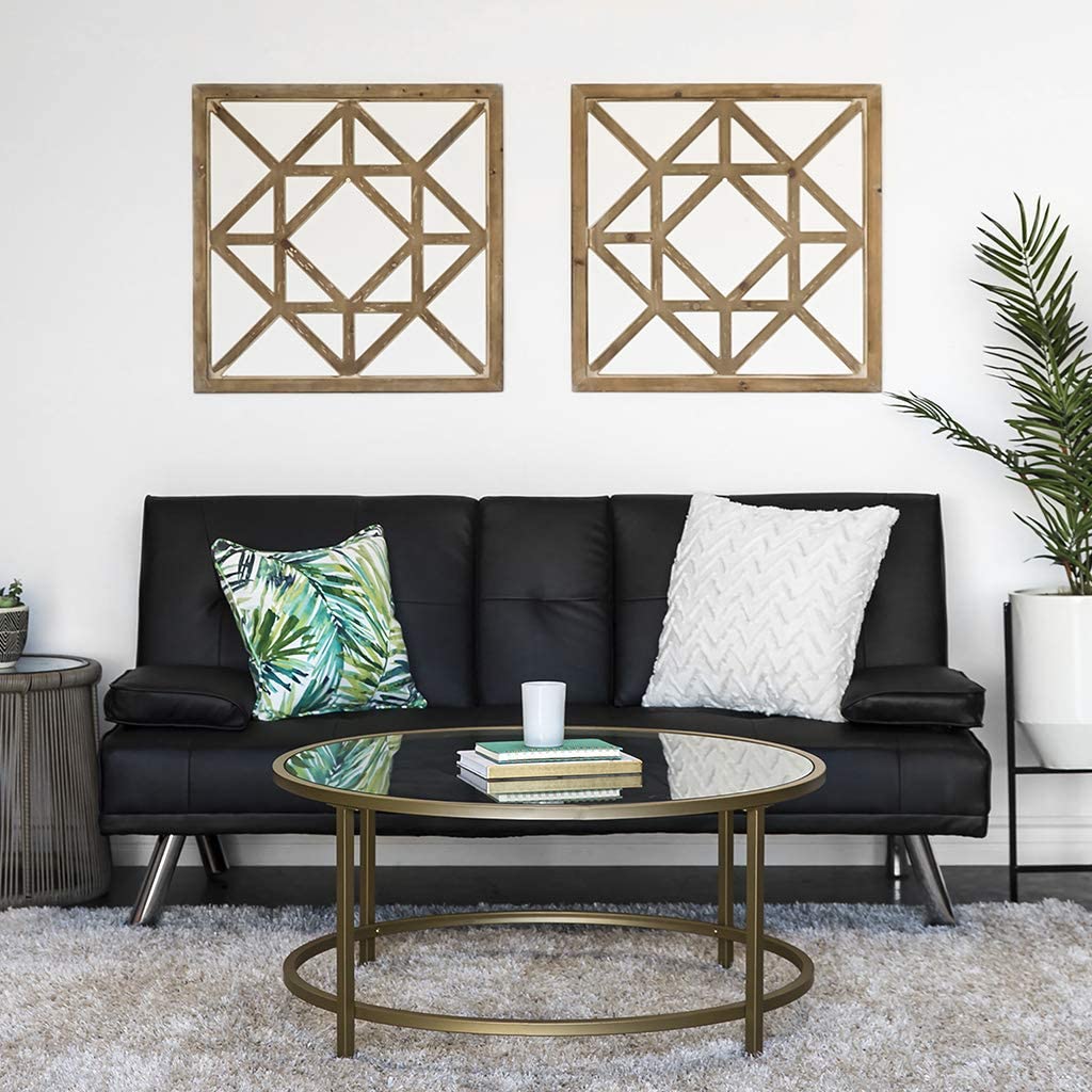 Deluxe Convertible Futon Sofa Bed – Modern Black & Brown Sleeper Couch GS1913B | Adjustable, Space-Saving Design