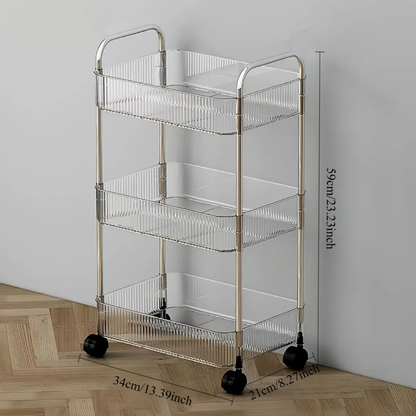 3-Tier Acrylic Storage Rack Small Clear Organizer Shelf 13" x 8.3" x 26" YYAC19