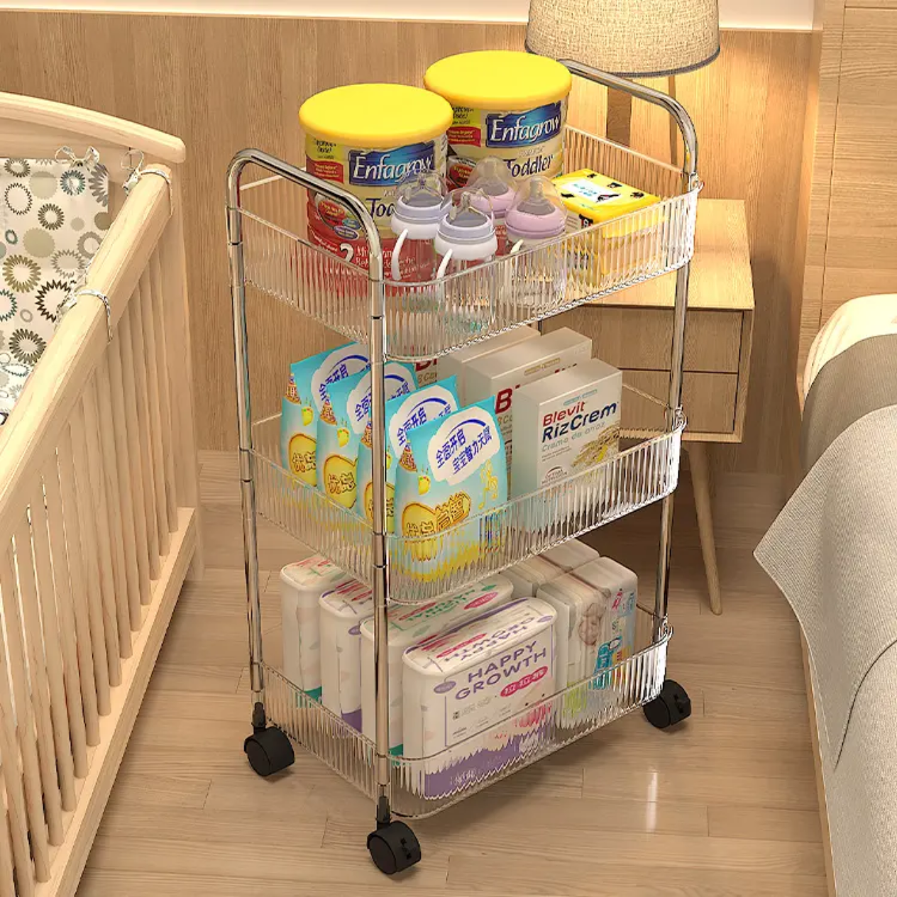 3-Tier Acrylic Storage Rack Small Clear Organizer Shelf 13" x 8.3" x 26" YYAC19