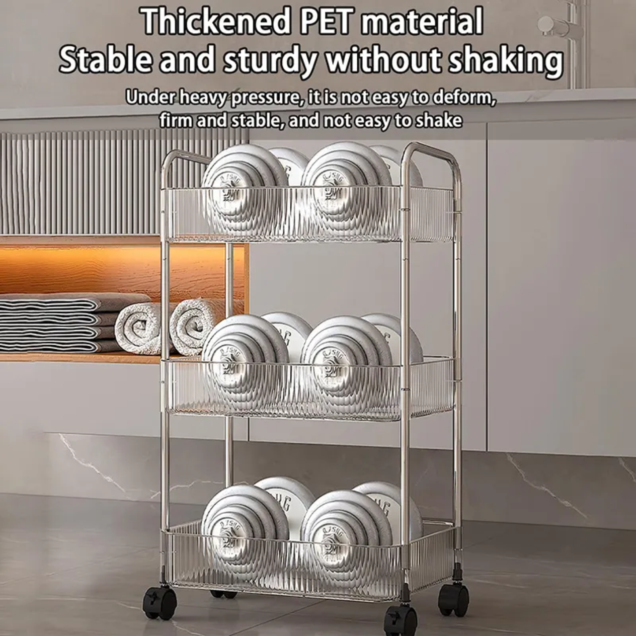 3-Tier Acrylic Storage Rack Small Clear Organizer Shelf 13" x 8.3" x 26" YYAC19