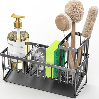 Kitchen Sink Caddy Organizer 9.25" Sponge Holder, Soap Brush Storage Rack &amp; Countertop Dish Tool Organizer S1362