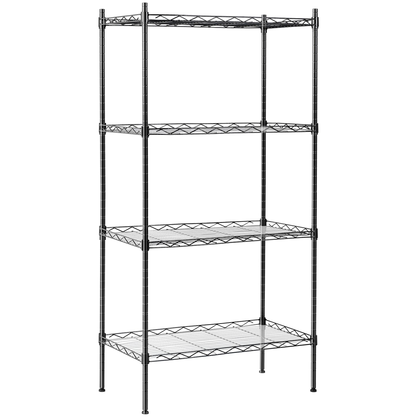 4-Tier Adjustable Black Metal Storage Shelf – Heavy-Duty Carbon Steel Rack | AMHWS499