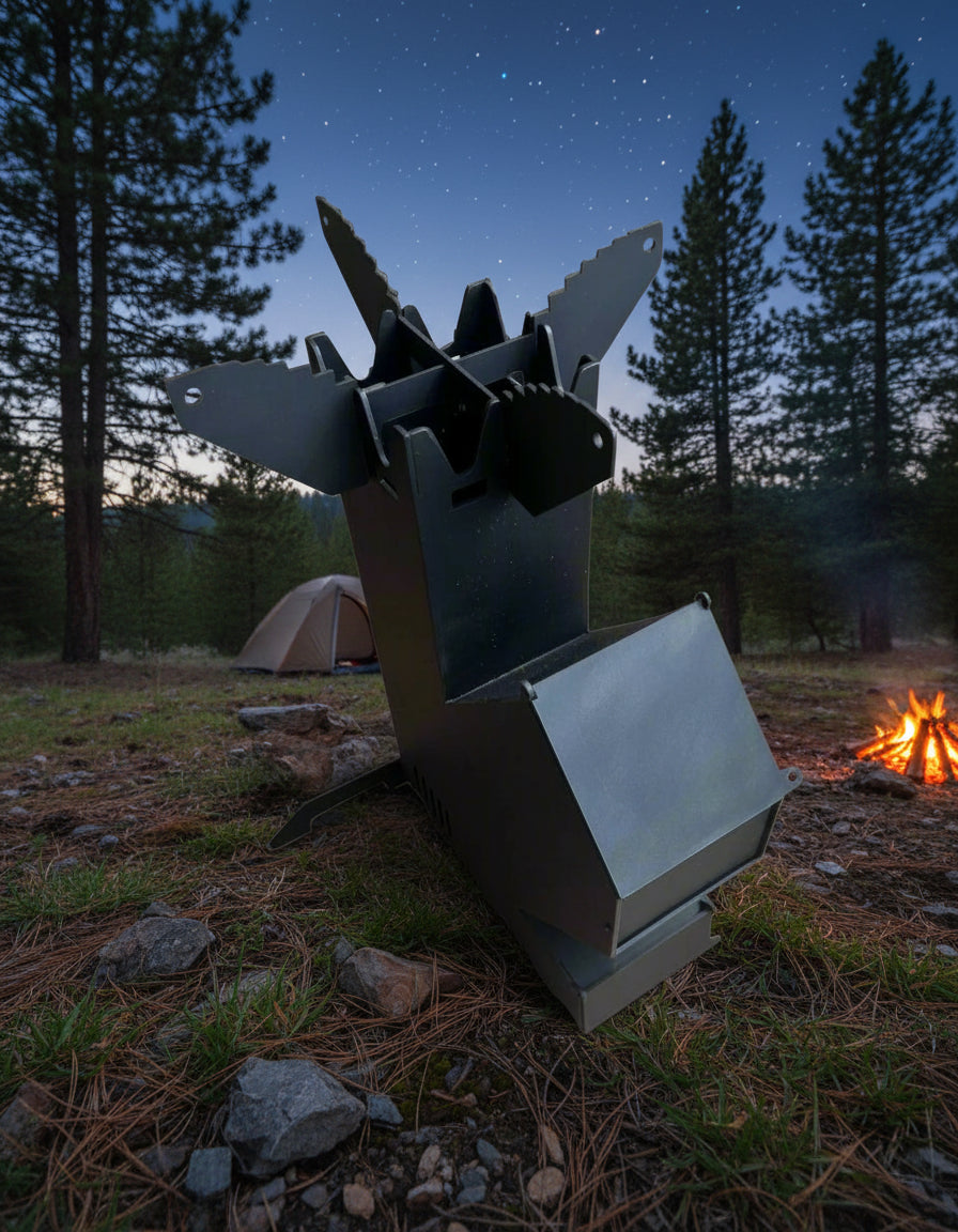 Heavy-Duty Rocket Stove for Outdoor Cooking & Camping BBQ – High Heat Wood-Fired Stove 2504031