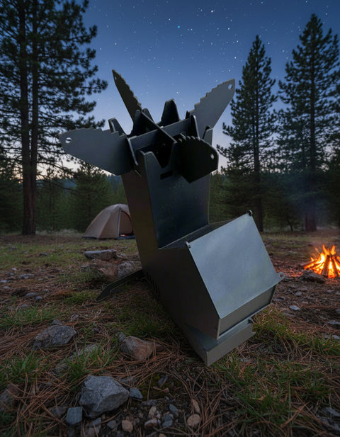 Heavy-Duty Rocket Stove for Outdoor Cooking & Camping BBQ – High Heat Wood-Fired Stove 2504031