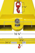 Fork-mounted towing jib attachment with yellow finish

Forklift towing jib with 4,400 lb lifting hook

Heavy-duty forklift jib with safety locking bar

Warehouse-ready towing jib for pallet forks

Yellow towing attachment for industrial lifting
