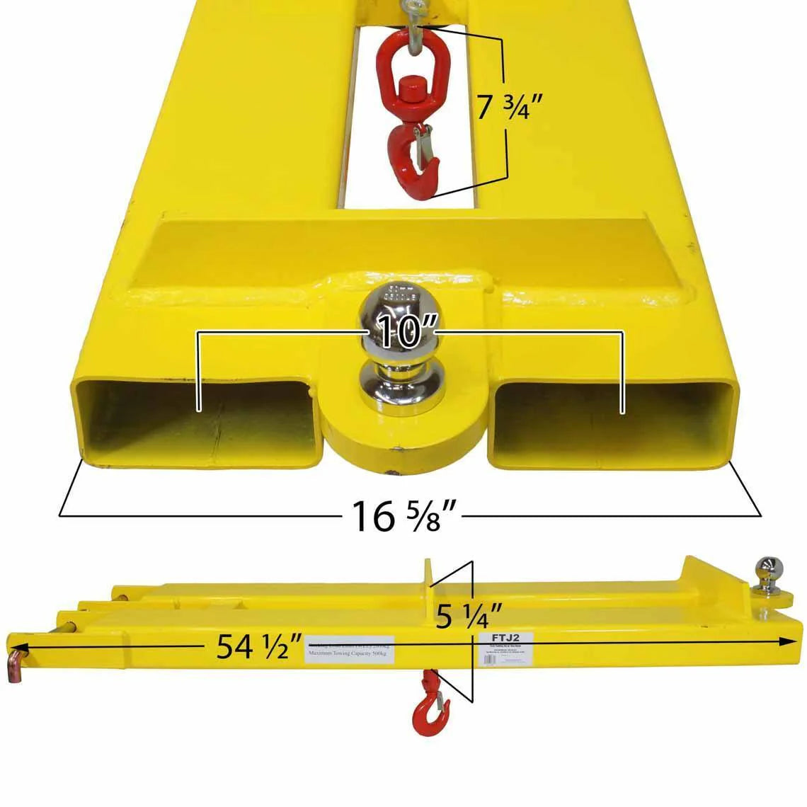 Fork-mounted towing jib attachment with yellow finish

Forklift towing jib with 4,400 lb lifting hook

Heavy-duty forklift jib with safety locking bar

Warehouse-ready towing jib for pallet forks

Yellow towing attachment for industrial lifting