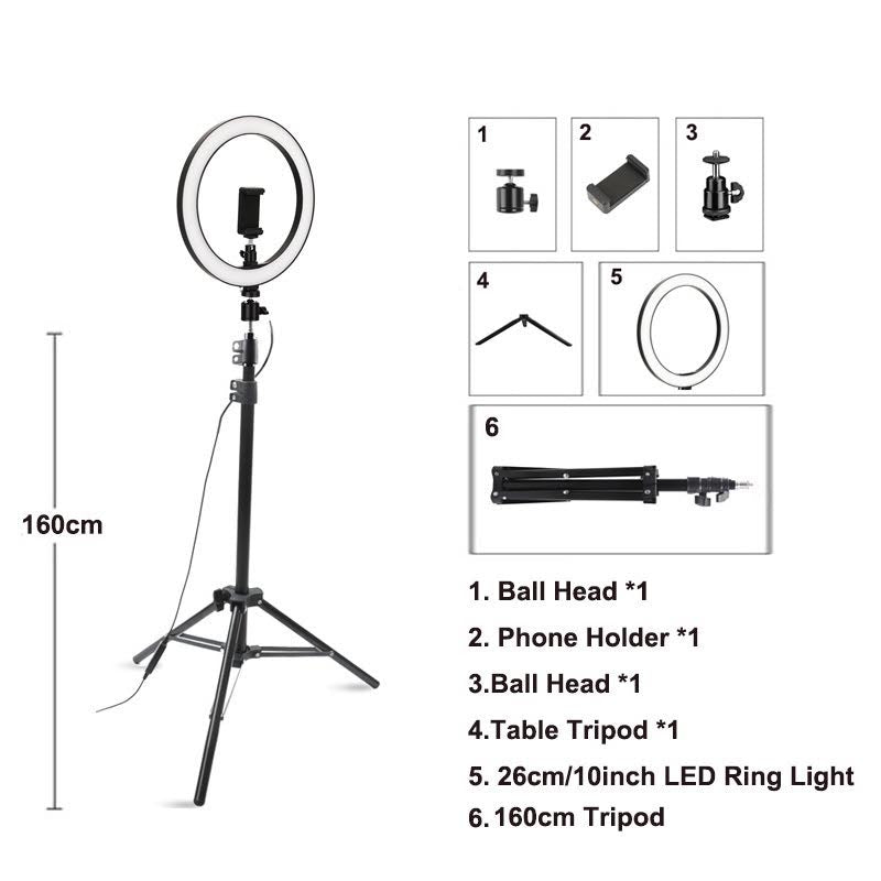 New 82" Portable LED Selfie Ring Light with Tripod & Phone Holder – USB Powered | SKU: CL19