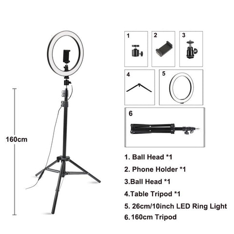 New 82" Portable LED Selfie Ring Light with Tripod & Phone Holder – USB Powered | SKU: CL19