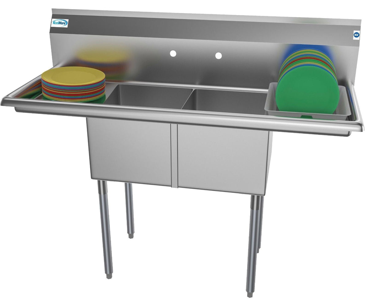 Prep Sink Rack 2 Compartment NSF Stainless Steel Prep Sink with Drainboard – 14