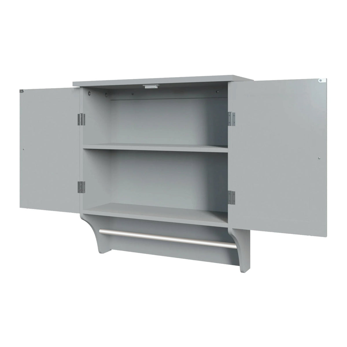 2 Door Bathroom Medicine Cabinet Wall Mounted Storage with Towel Bar White / Grey - with Grey | Sold by Uncle Wiener's Wholesale