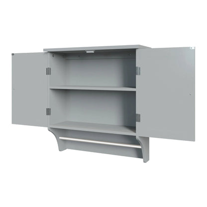 2 Door Bathroom Medicine Cabinet Wall Mounted Storage with Towel Bar White / Grey - with Grey | Sold by Uncle Wiener's Wholesale