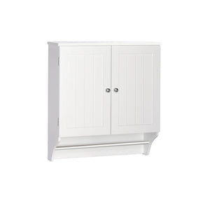 2 Door Bathroom Medicine Cabinet Wall Mounted Storage with Towel Bar White / Grey