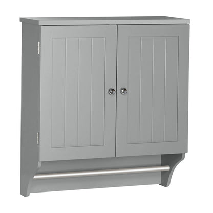 2 Door Bathroom Medicine Cabinet Wall Mounted Storage with Towel Bar White / Grey - with Grey | Sold by Uncle Wiener's Wholesale