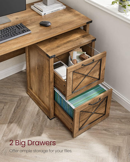 2 Drawer File Cabinet with Hanging File Storage, Farmhouse Filing Cabinet and Printer Stand for A4 and Letter Size Documents OFC048T series - with Honey Brown | Sold by Uncle Wiener's Wholesale