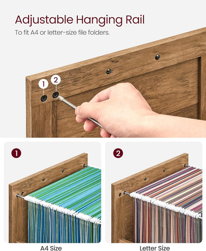 2 Drawer File Cabinet with Hanging File Storage, Farmhouse Filing Cabinet and Printer Stand for A4 and Letter Size Documents OFC048T series - with Honey Brown | Sold by Uncle Wiener's Wholesale