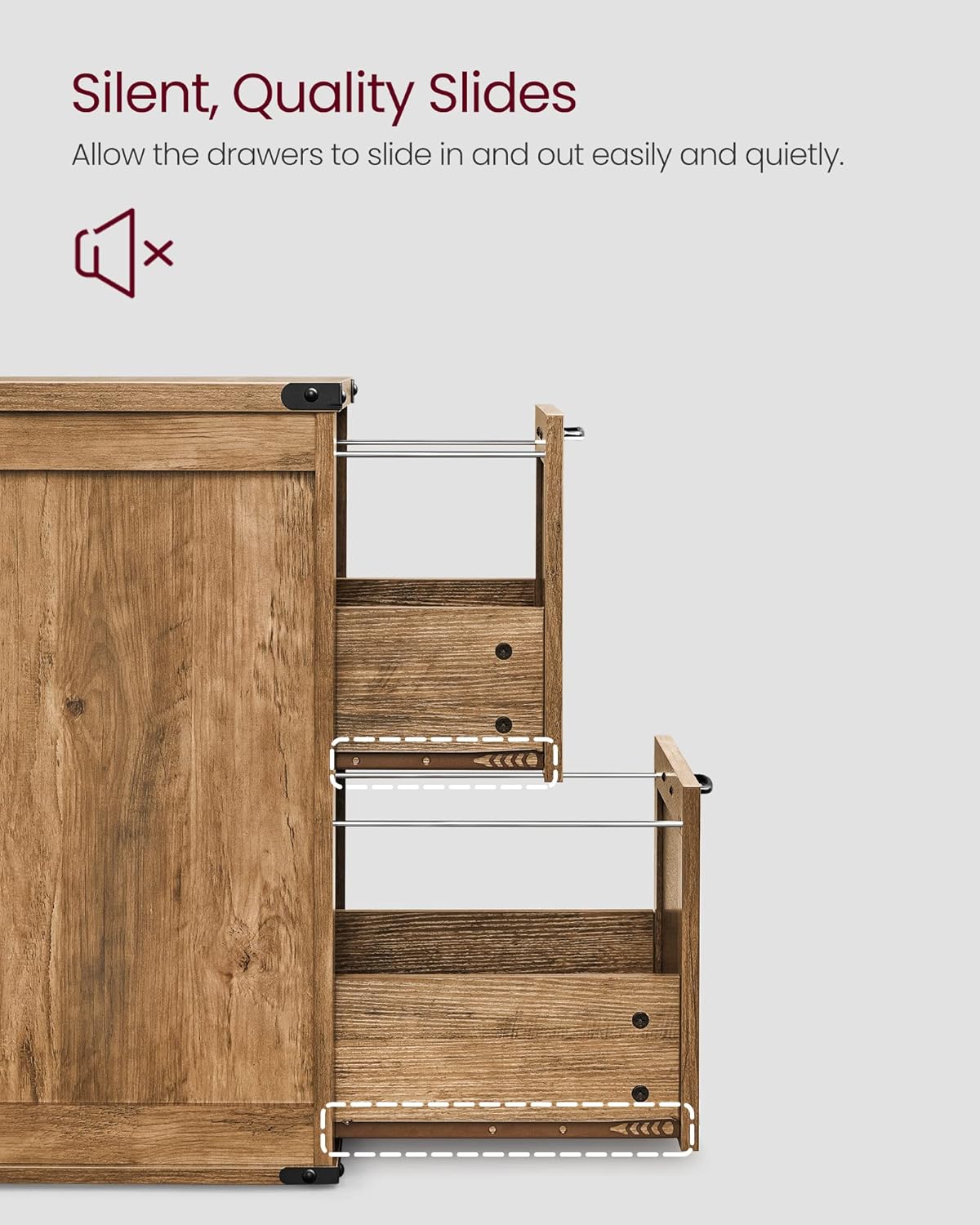 2 Drawer File Cabinet with Hanging File Storage, Farmhouse Filing Cabinet and Printer Stand for A4 and Letter Size Documents OFC048T series - with Honey Brown | Sold by Uncle Wiener's Wholesale