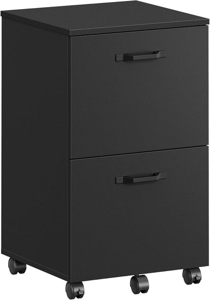 2 Drawer Mobile File Cabinet with Lockable Casters, Rolling Filing Cabinet and Printer Stand for A4 and Letter Size Documents Matte Black OFC040B16 - with | Sold by Uncle Wiener's Wholesale