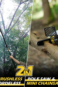2 - in - 1 Mini Chainsaw & Cordless 6 Inch Pole Saw,21V 3Ah Battery Powered Brushless Electric Rotatable Pole Saw 15 - Foot Max Reach & Multi - Angle for Tree Branches Pruning, Wood Cutting - with | Sold by Uncle Wiener's Wholesale